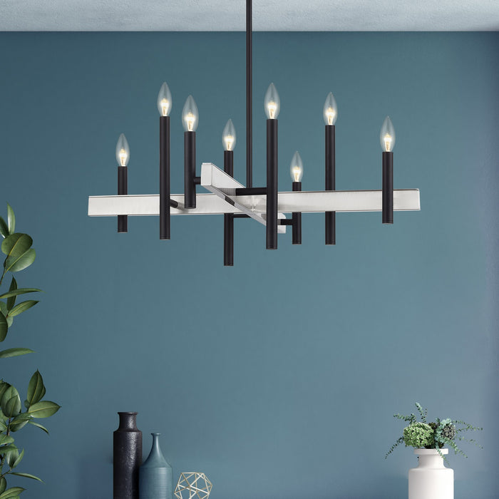 Livex Lighting - 49348-04 - Eight Light Chandelier - Denmark - Black with Brushed Nickel