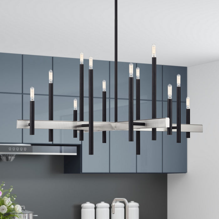 Livex Lighting - 49349-04 - 12 Light Foyer Chandelier - Denmark - Black with Brushed Nickel