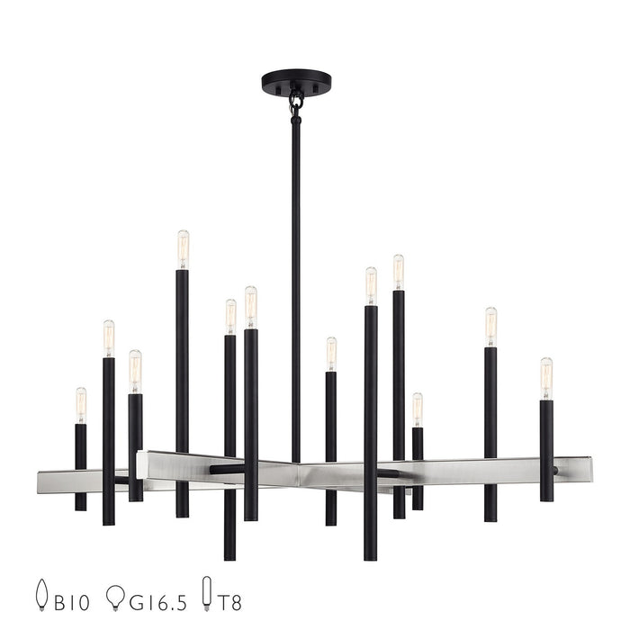 Livex Lighting - 49349-04 - 12 Light Foyer Chandelier - Denmark - Black with Brushed Nickel
