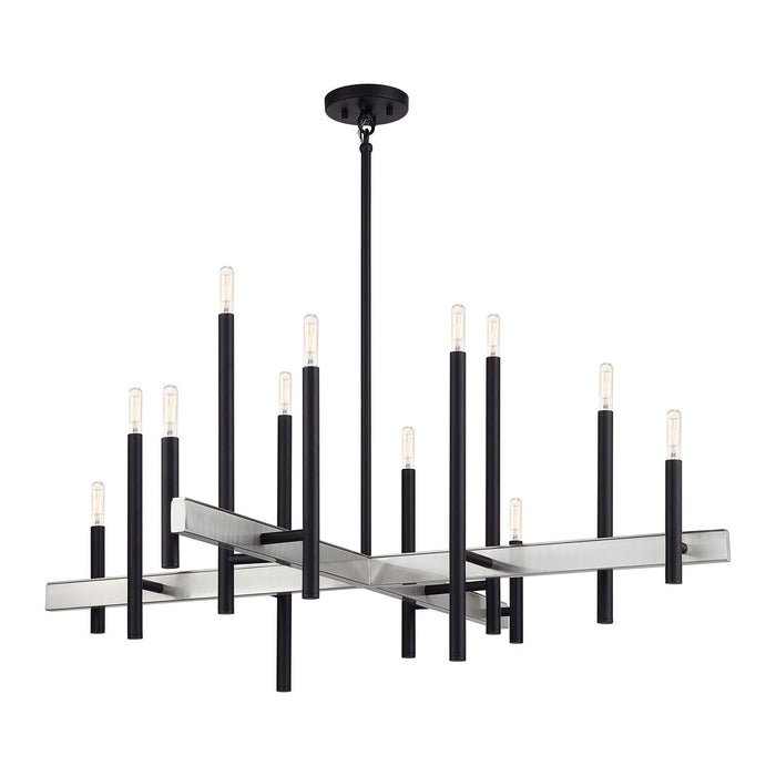 Livex Lighting - 49349-04 - 12 Light Foyer Chandelier - Denmark - Black with Brushed Nickel