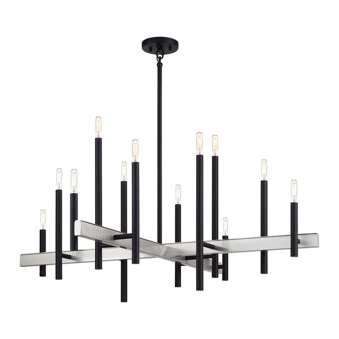 Livex Lighting - 49349-04 - 12 Light Foyer Chandelier - Denmark - Black with Brushed Nickel