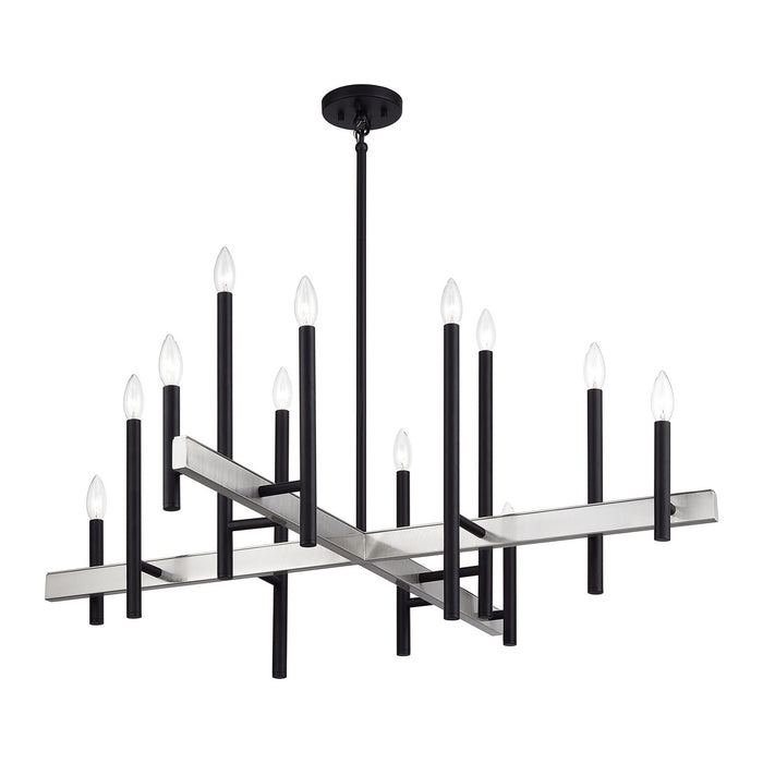 Livex Lighting - 49349-04 - 12 Light Foyer Chandelier - Denmark - Black with Brushed Nickel