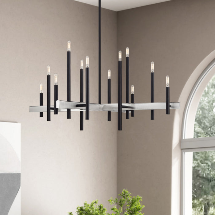 Livex Lighting - 49349-04 - 12 Light Foyer Chandelier - Denmark - Black with Brushed Nickel