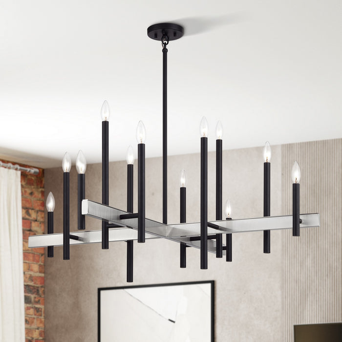 Livex Lighting - 49349-04 - 12 Light Foyer Chandelier - Denmark - Black with Brushed Nickel