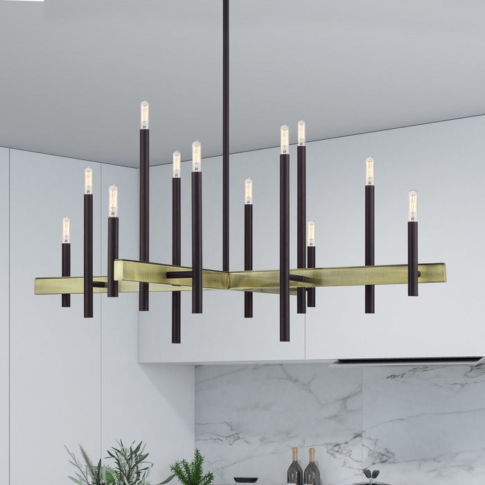 Livex Lighting - 49349-07 - 12 Light Foyer Chandelier - Denmark - Bronze with Antique Brass