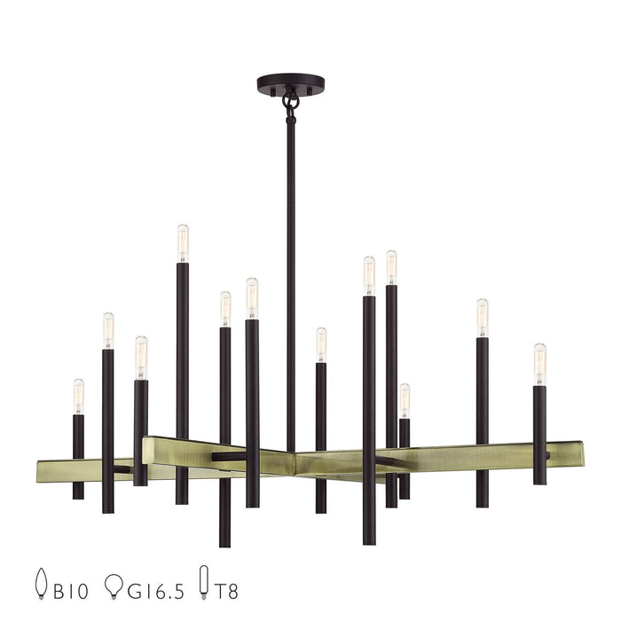 Livex Lighting - 49349-07 - 12 Light Foyer Chandelier - Denmark - Bronze with Antique Brass