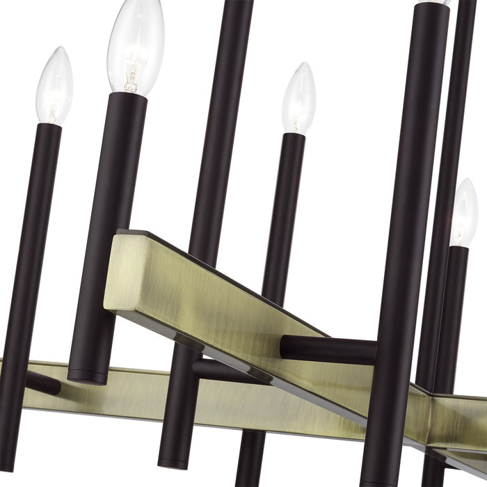 Livex Lighting - 49349-07 - 12 Light Foyer Chandelier - Denmark - Bronze with Antique Brass