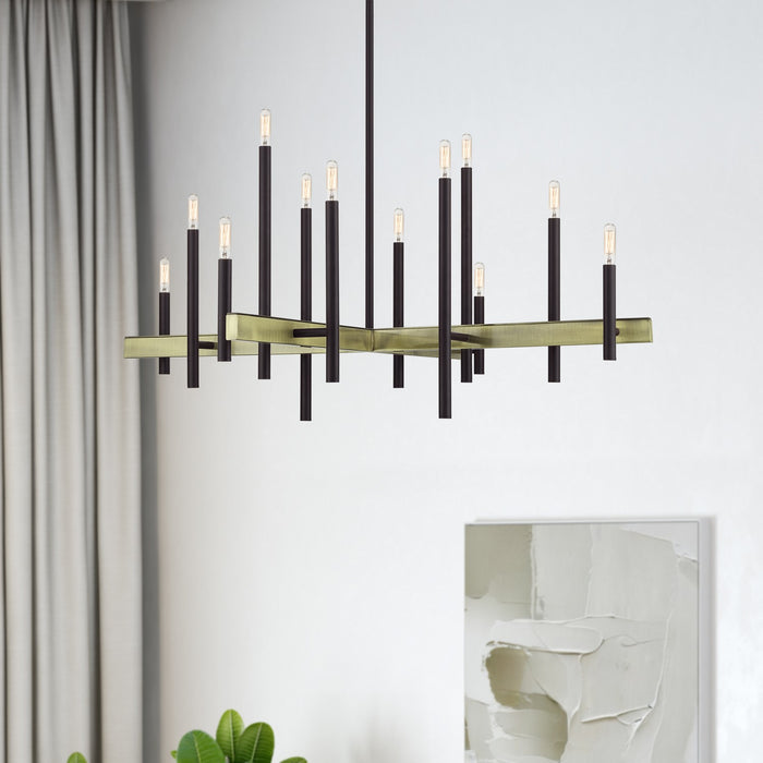 Livex Lighting - 49349-07 - 12 Light Foyer Chandelier - Denmark - Bronze with Antique Brass
