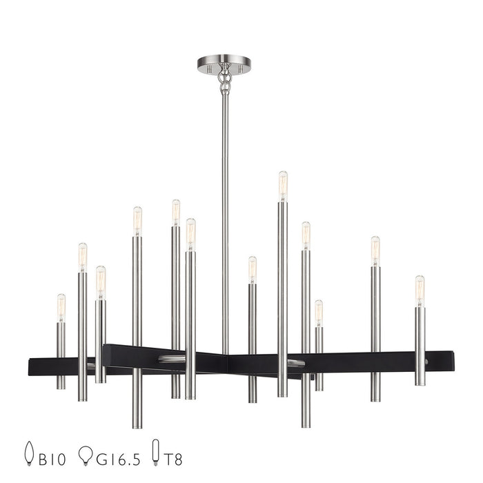 Livex Lighting - 49349-91 - 12 Light Chandelier - Denmark - Brushed Nickel with Black