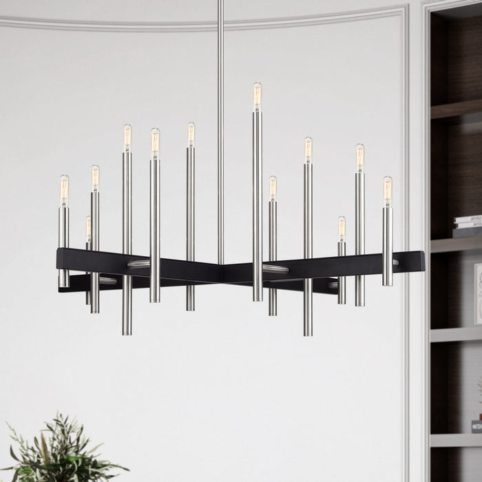 Livex Lighting - 49349-91 - 12 Light Chandelier - Denmark - Brushed Nickel with Black