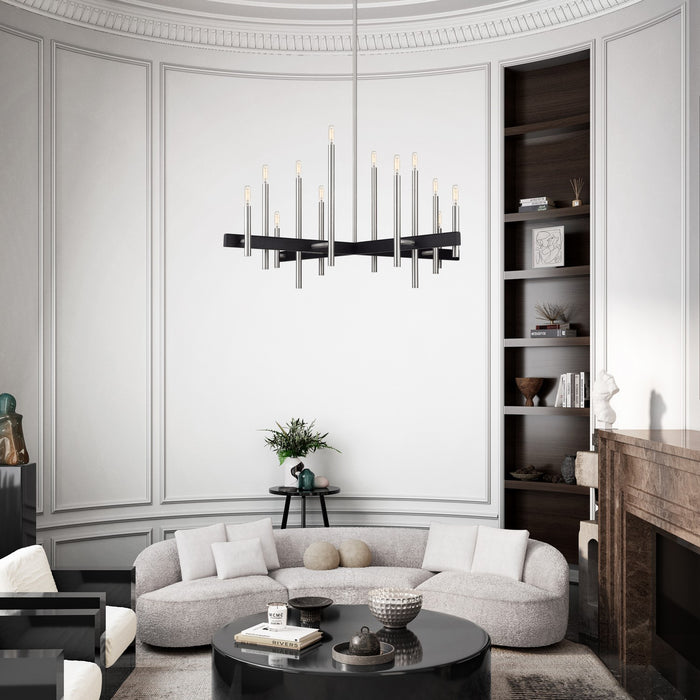 Livex Lighting - 49349-91 - 12 Light Chandelier - Denmark - Brushed Nickel with Black