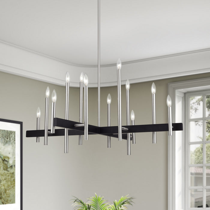 Livex Lighting - 49349-91 - 12 Light Chandelier - Denmark - Brushed Nickel with Black