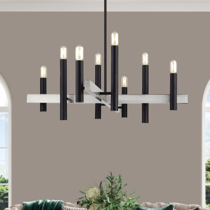 Livex Lighting - 49996-04 - Eight Light Chandelier - Helsinki - Black with Brushed Nickel