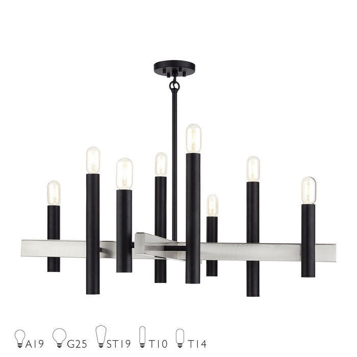 Livex Lighting - 49996-04 - Eight Light Chandelier - Helsinki - Black with Brushed Nickel