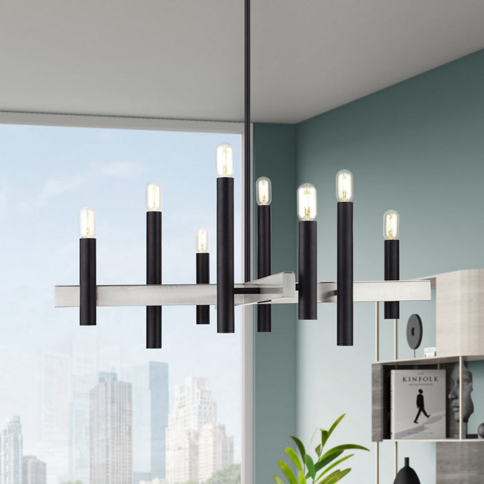 Livex Lighting - 49996-04 - Eight Light Chandelier - Helsinki - Black with Brushed Nickel