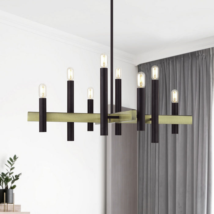 Livex Lighting - 49996-07 - Eight Light Chandelier - Helsinki - Bronze with Antique Brass