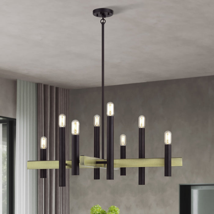 Livex Lighting - 49996-07 - Eight Light Chandelier - Helsinki - Bronze with Antique Brass