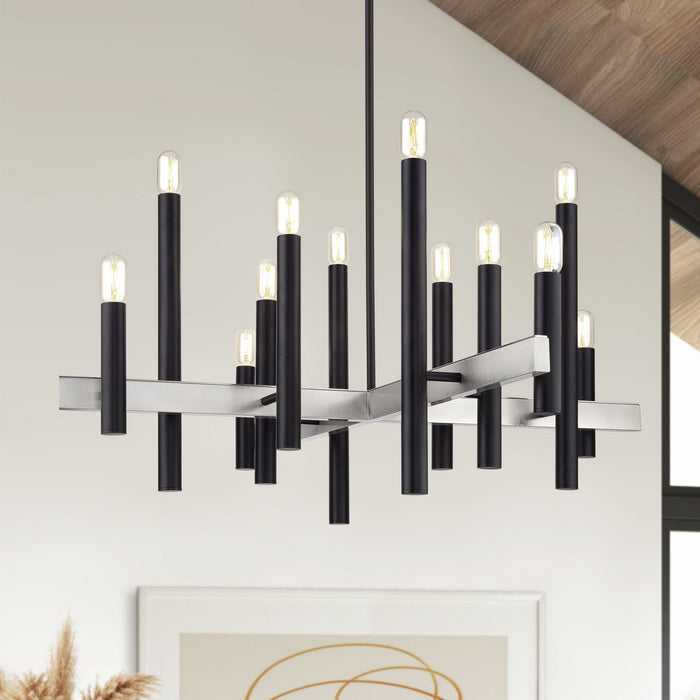 Livex Lighting - 49997-04 - 12 Light Chandelier - Helsinki - Black with Brushed Nickel
