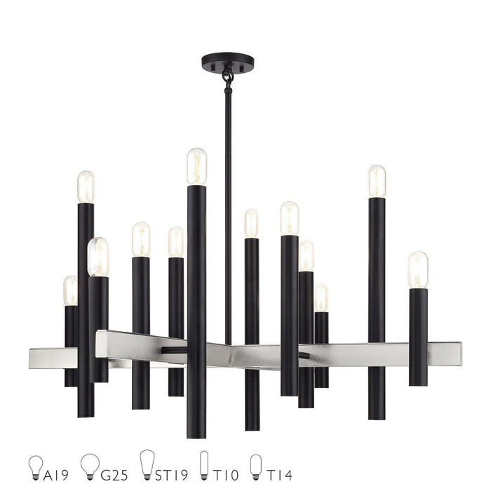 Livex Lighting - 49997-04 - 12 Light Chandelier - Helsinki - Black with Brushed Nickel