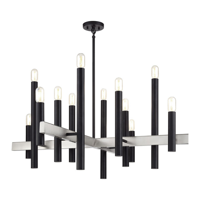 Livex Lighting - 49997-04 - 12 Light Chandelier - Helsinki - Black with Brushed Nickel