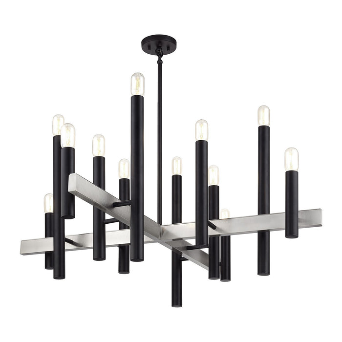 Livex Lighting - 49997-04 - 12 Light Chandelier - Helsinki - Black with Brushed Nickel