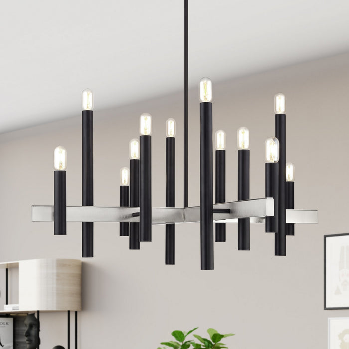 Livex Lighting - 49997-04 - 12 Light Chandelier - Helsinki - Black with Brushed Nickel