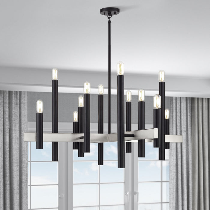 Livex Lighting - 49997-04 - 12 Light Chandelier - Helsinki - Black with Brushed Nickel