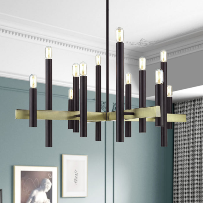 Livex Lighting - 49997-07 - 12 Light Foyer Chandelier - Helsinki - Bronze with Antique Brass