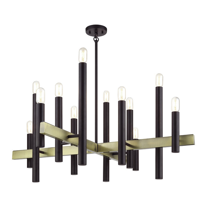 Livex Lighting - 49997-07 - 12 Light Foyer Chandelier - Helsinki - Bronze with Antique Brass