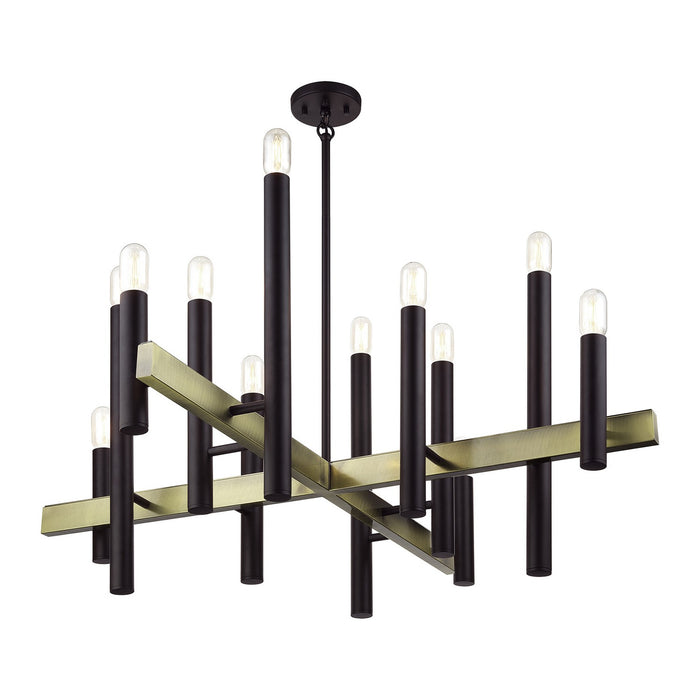 Livex Lighting - 49997-07 - 12 Light Foyer Chandelier - Helsinki - Bronze with Antique Brass