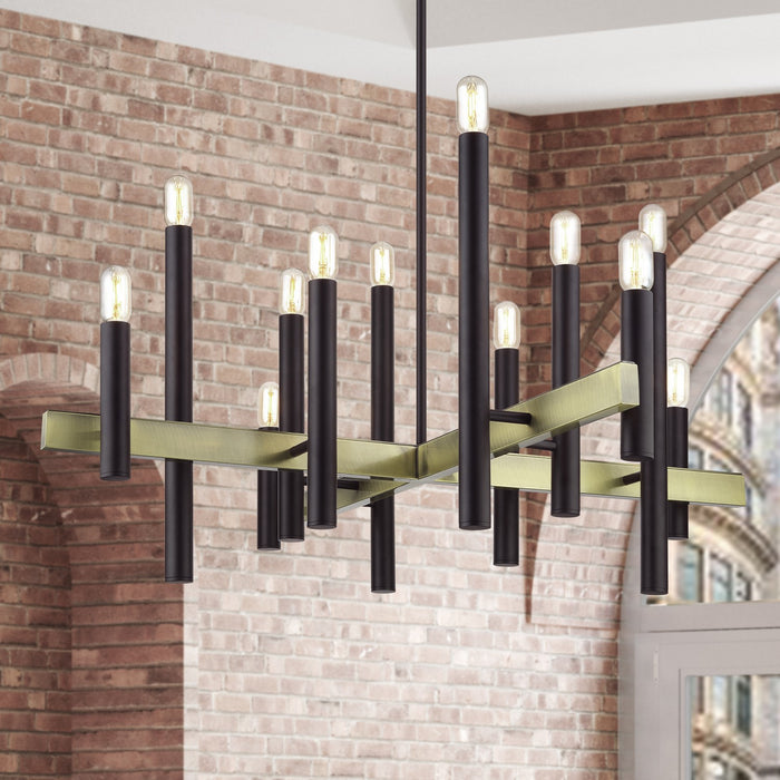 Livex Lighting - 49997-07 - 12 Light Foyer Chandelier - Helsinki - Bronze with Antique Brass