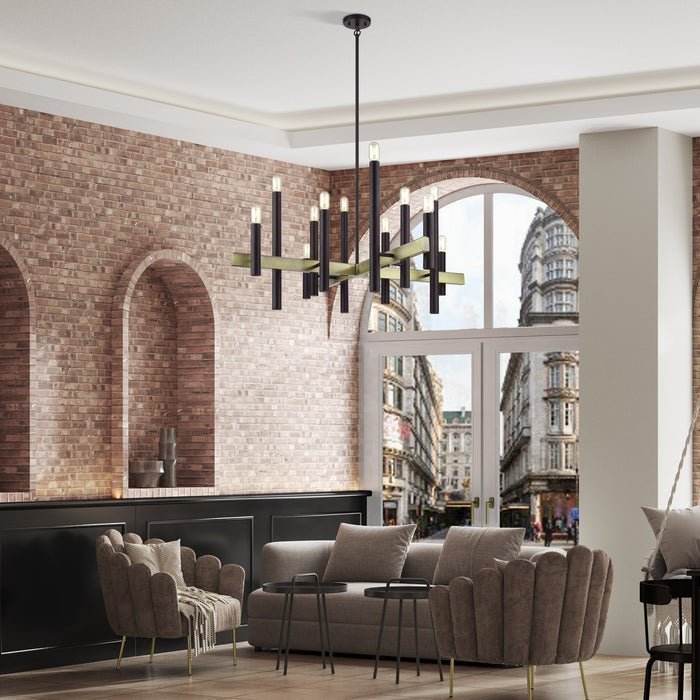 Livex Lighting - 49997-07 - 12 Light Foyer Chandelier - Helsinki - Bronze with Antique Brass