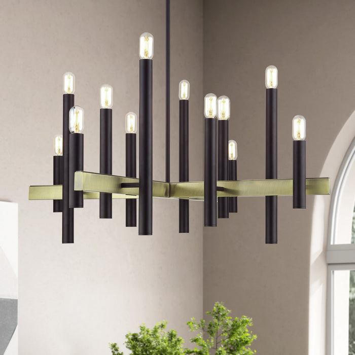 Livex Lighting - 49997-07 - 12 Light Foyer Chandelier - Helsinki - Bronze with Antique Brass