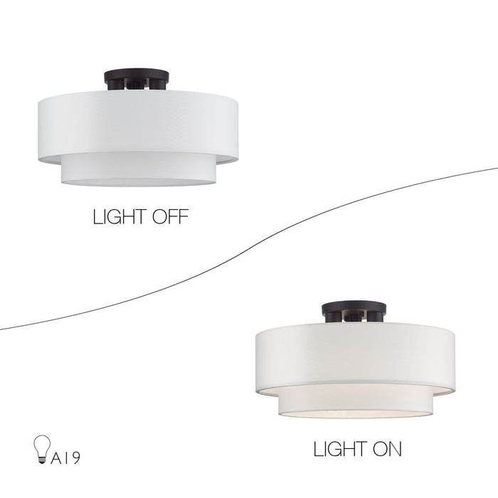 Livex Lighting - 50306-07 - Three Light Semi-Flush Mount - Manorwood - Bronze