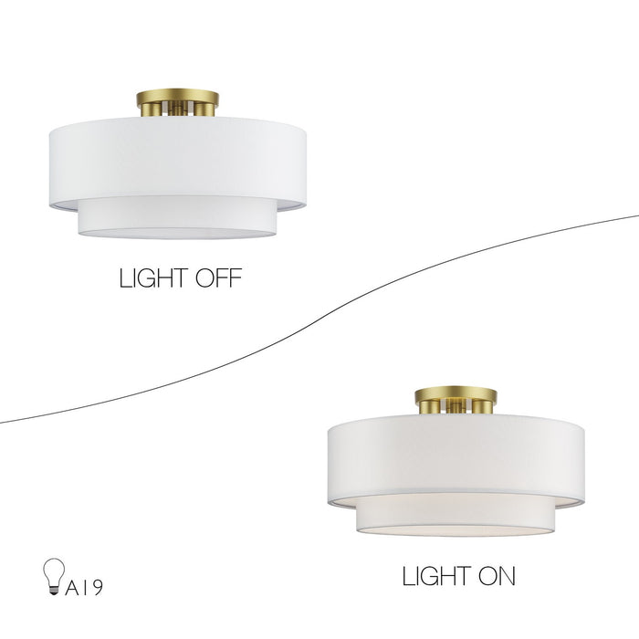 Livex Lighting - 50306-33 - Three Light Semi-Flush Mount - Manorwood - Soft Gold