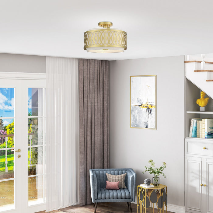 Livex Lighting - 53432-33 - Three Light Semi-Flush Mount - Vistaview - Soft Gold