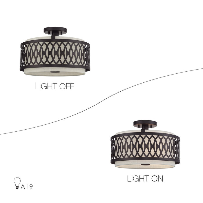 Livex Lighting - 53432-92 - Three Light Semi-Flush Mount - Vistaview - English Bronze