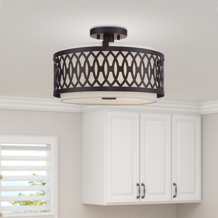 Livex Lighting - 53432-92 - Three Light Semi-Flush Mount - Vistaview - English Bronze