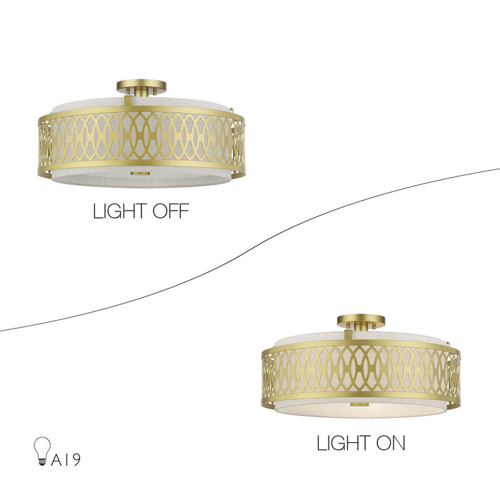 Livex Lighting - 53433-33 - Four Light Semi-Flush Mount - Vistaview - Soft Gold