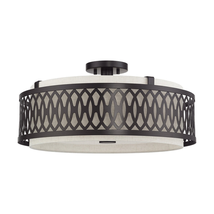 Livex Lighting - 53433-92 - Four Light Semi-Flush Mount - Vistaview - English Bronze