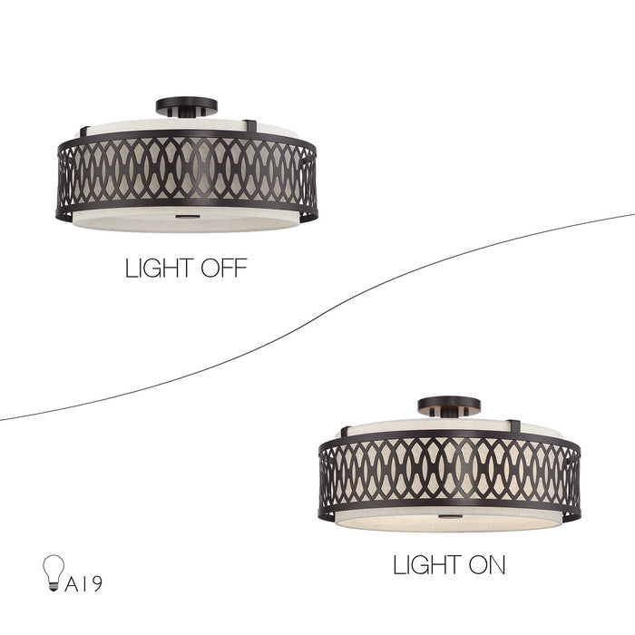 Livex Lighting - 53433-92 - Four Light Semi-Flush Mount - Vistaview - English Bronze