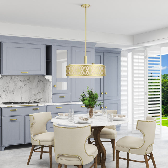 Livex Lighting - 53434-33 - Four Light Pendant Chandelier - Vistaview - Soft Gold