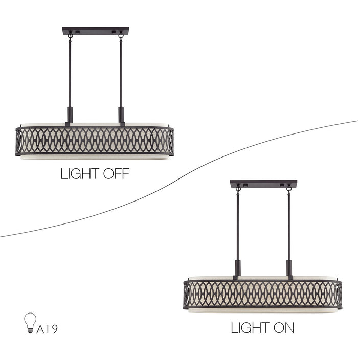 Livex Lighting - 53437-92 - Six Light Linear Chandelier - Vistaview - English Bronze