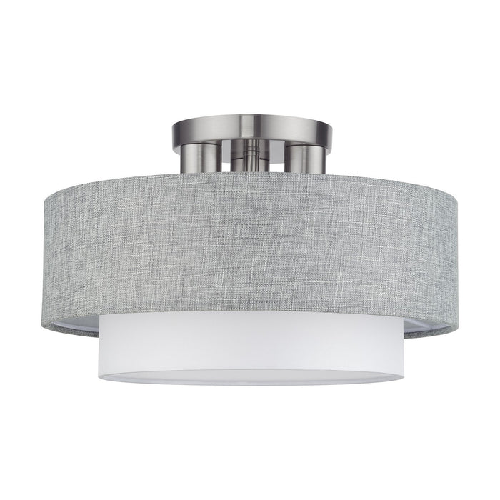 Livex Lighting - 60013-91 - Three Light Semi-Flush Mount - Brookmeade - Brushed Nickel