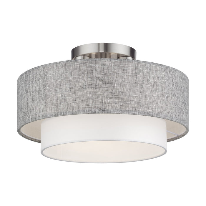 Livex Lighting - 60013-91 - Three Light Semi-Flush Mount - Brookmeade - Brushed Nickel