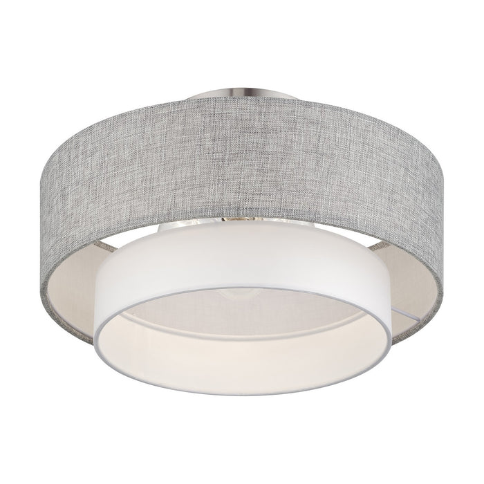 Livex Lighting - 60013-91 - Three Light Semi-Flush Mount - Brookmeade - Brushed Nickel