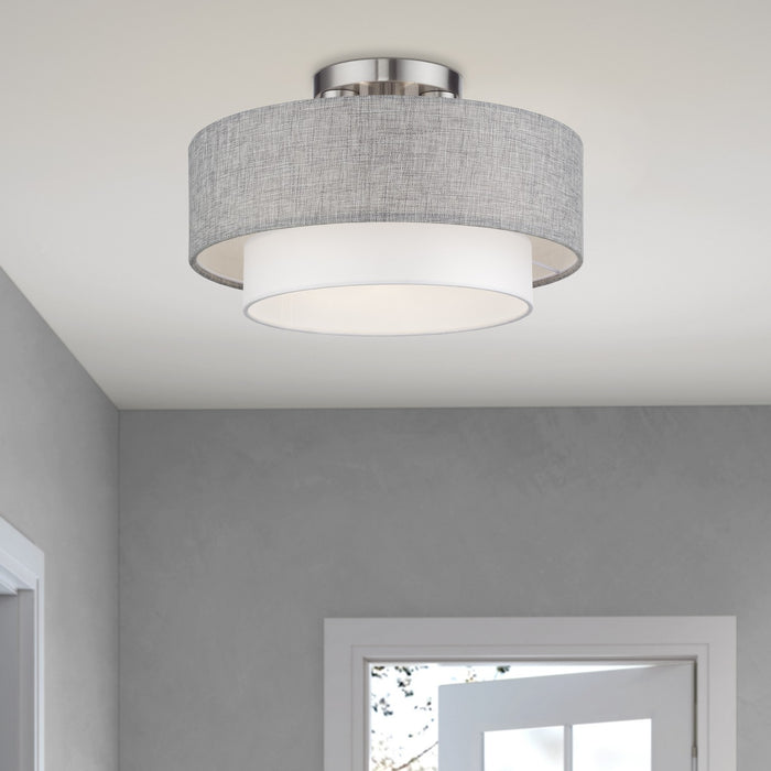 Livex Lighting - 60013-91 - Three Light Semi-Flush Mount - Brookmeade - Brushed Nickel