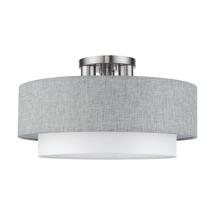 Livex Lighting - 60014-91 - Three Light Semi-Flush Mount - Brookmeade - Brushed Nickel