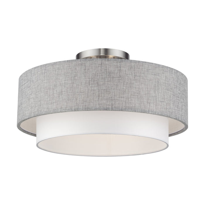 Livex Lighting - 60014-91 - Three Light Semi-Flush Mount - Brookmeade - Brushed Nickel