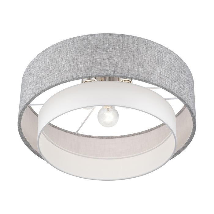 Livex Lighting - 60014-91 - Three Light Semi-Flush Mount - Brookmeade - Brushed Nickel